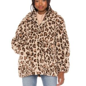 Show Me Your MuMu Cordelia Animal Print leopard Teddy Jacket